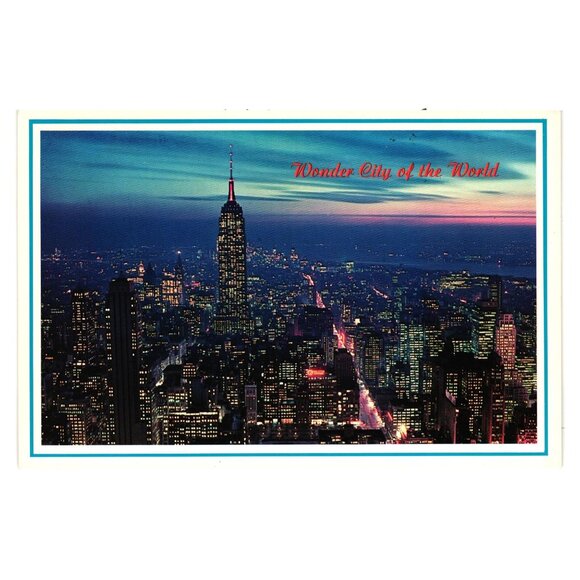 Vintage New York City Postcard Twilight South View Wonder City Of The World - Picture 1 of 2